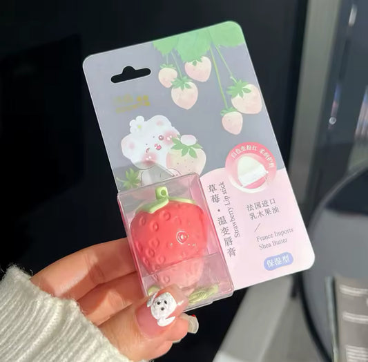 Strawberry Lip Balm pH color changing- Lip Balm de Fresa Con llavero