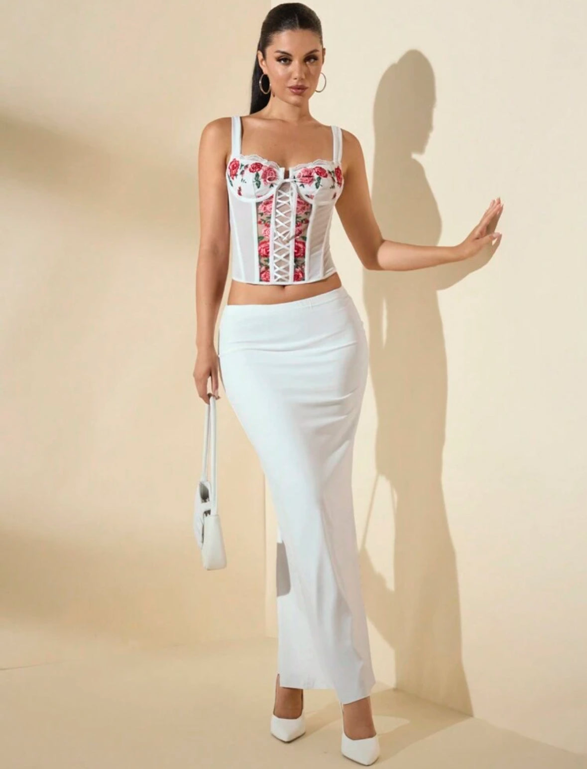 Top Tipo Corset Diseño Rosas