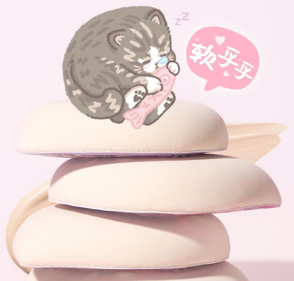Kitten&Fish Powder Puff- Esponja de maquillaje con estuche