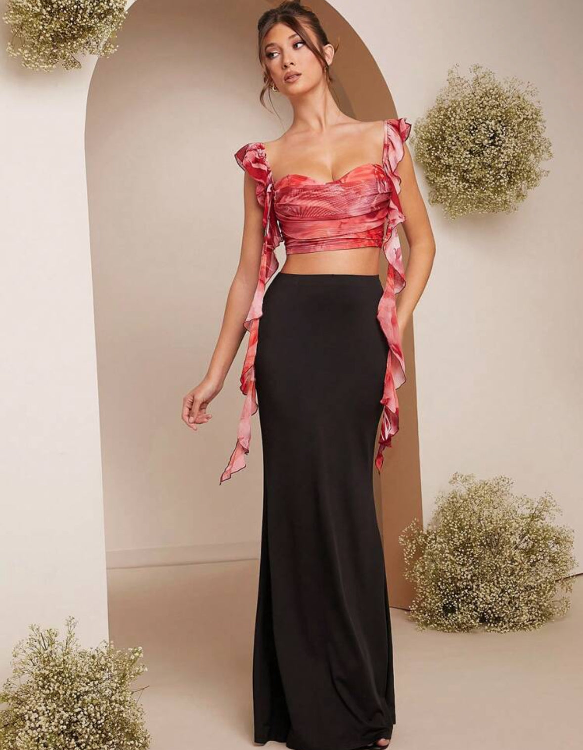 Top Rojo Con Pliegues