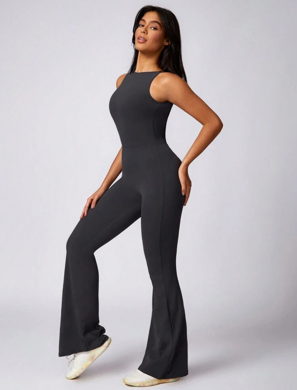 Mono Casual Gris Oscuro Flared Moldeador