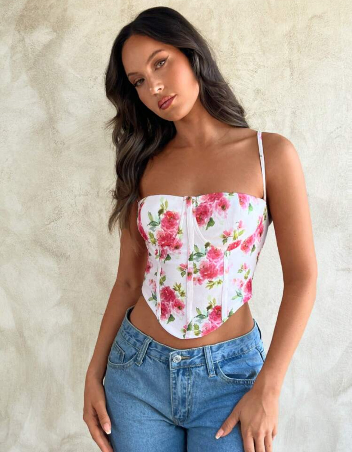 Top Blanco Floral de Tirantes