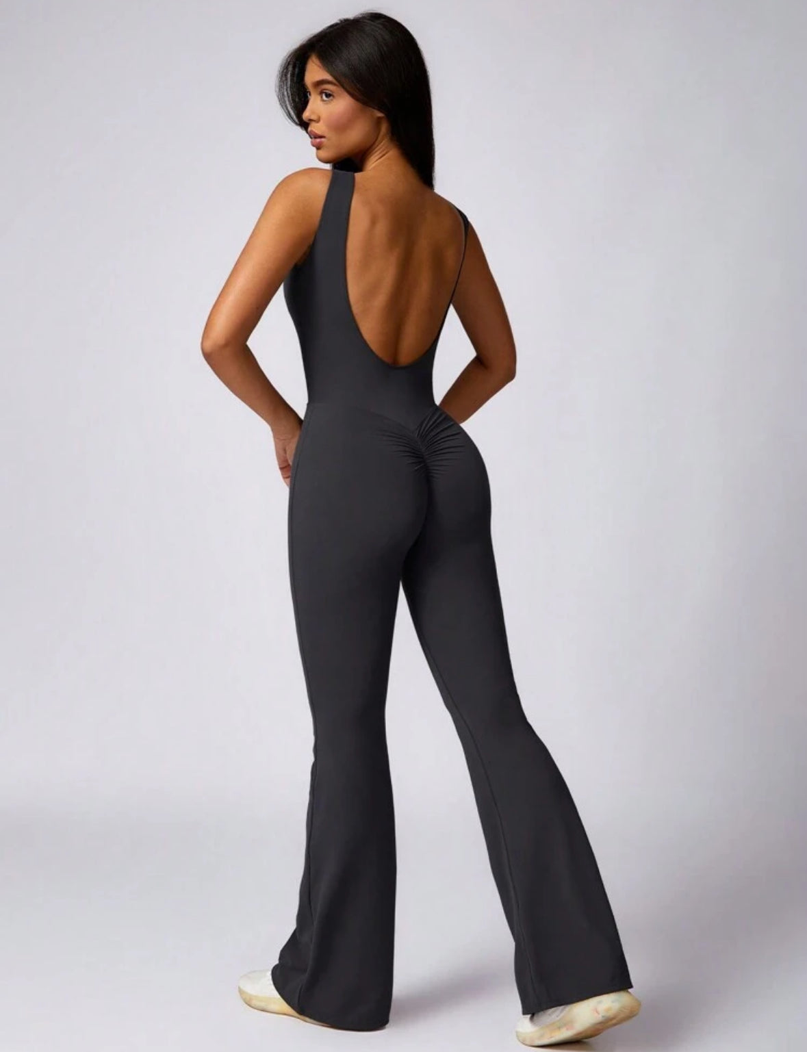 Mono Casual Gris Oscuro Flared Moldeador