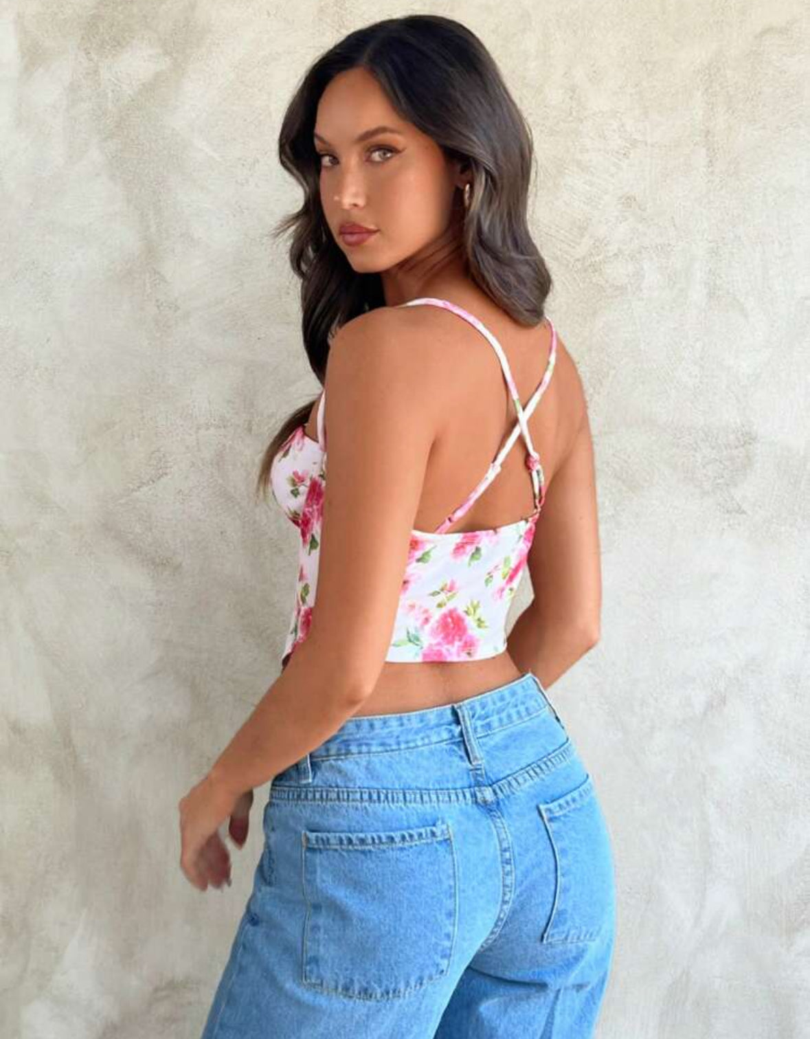 Top Blanco Floral de Tirantes