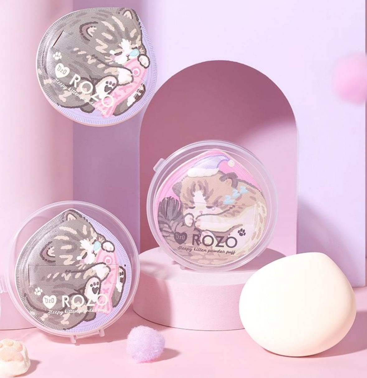 Kitten&Fish Powder Puff- Esponja de maquillaje con estuche