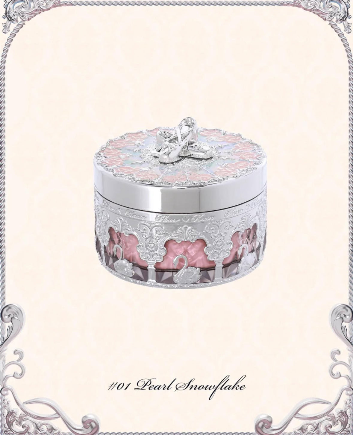 [Flower Knows] Swan Ballet Music box Loose Setting Powder #01 Pearl Snowflake