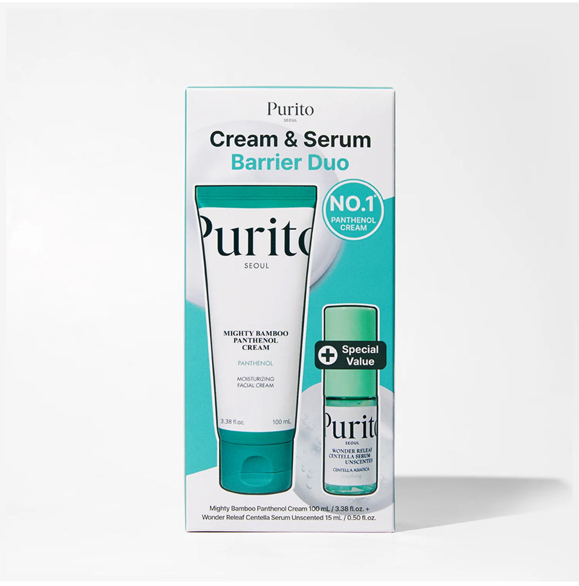[PuritoSeoul] Set Mighty Bamboo Panthenol Cream 100ml + Wonder Releaf Serum 60ml