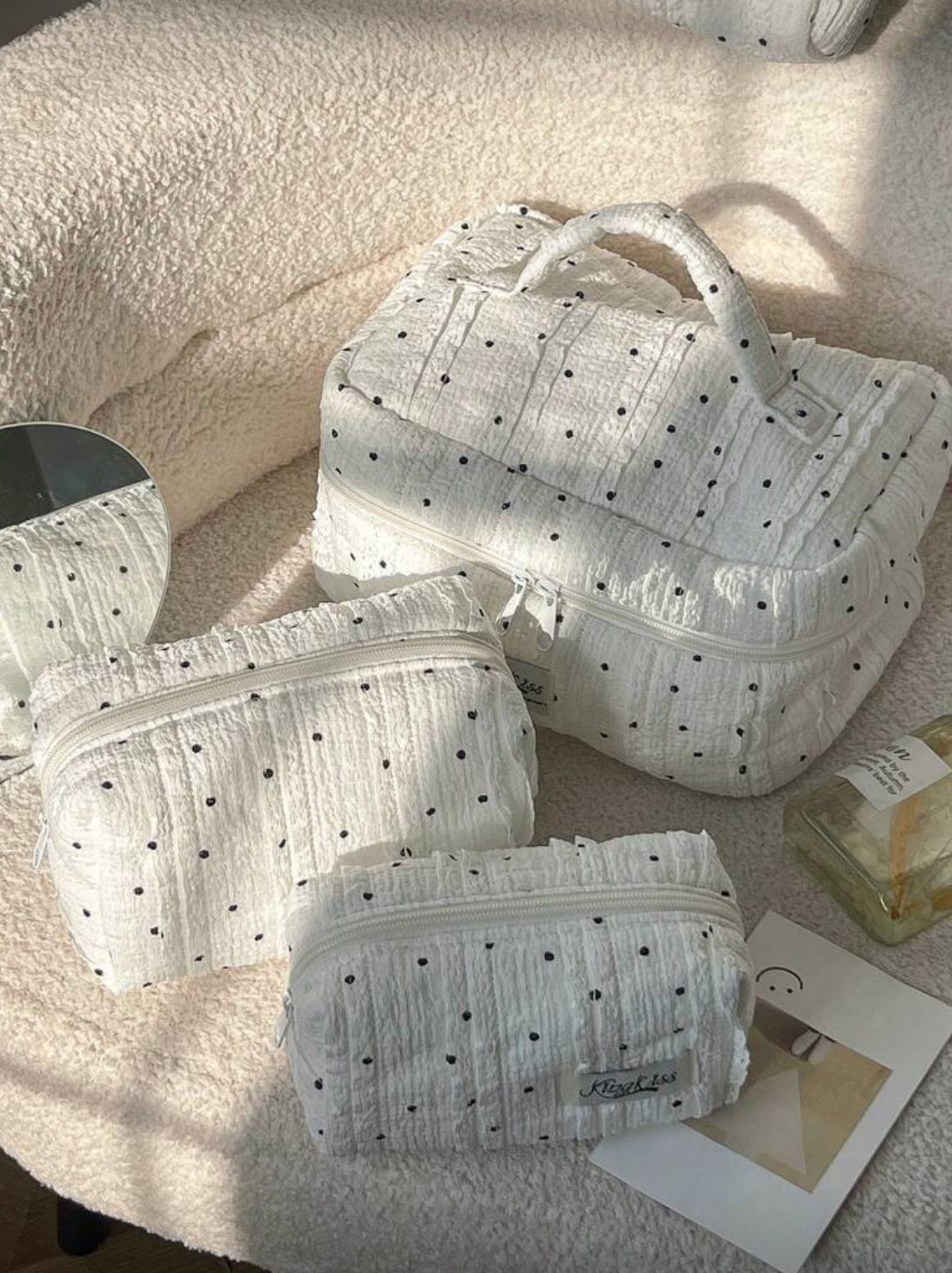 Cosmetiquera a colchada estampado Polka S+M+L