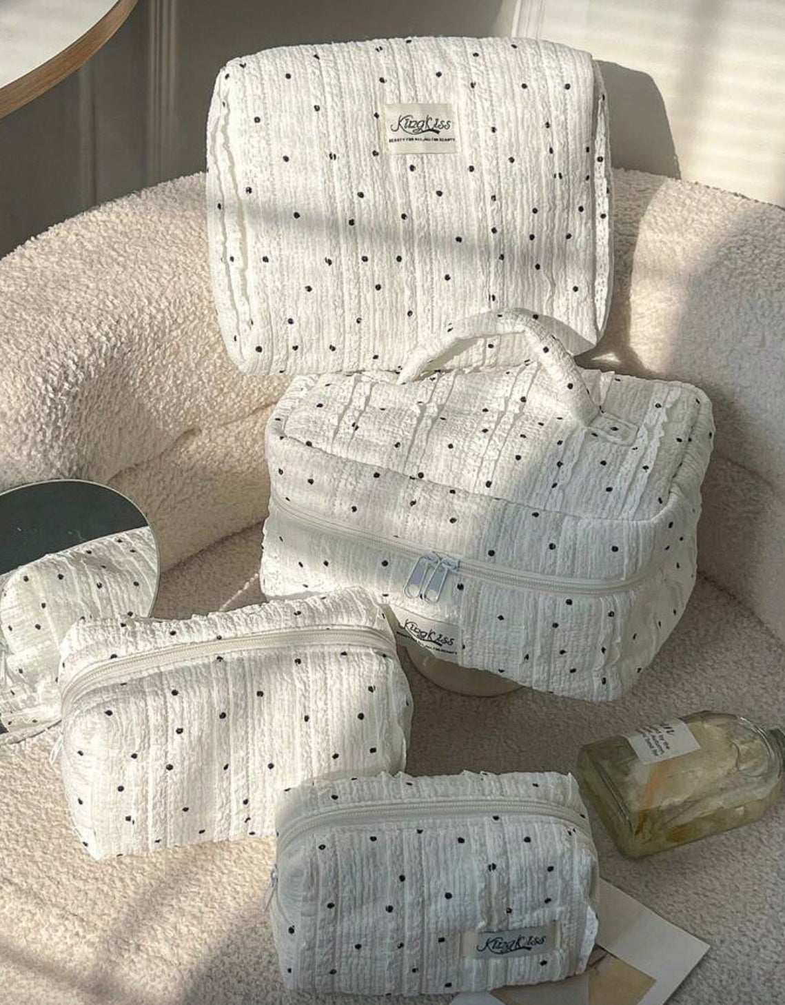 Cosmetiquera a colchada estampado Polka S+M+L