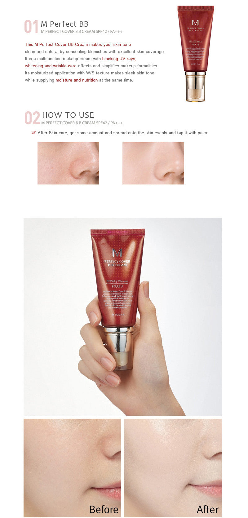 [Missha] M Perfect Cover BB Cream SPF42 PA+++ - 7 Colors