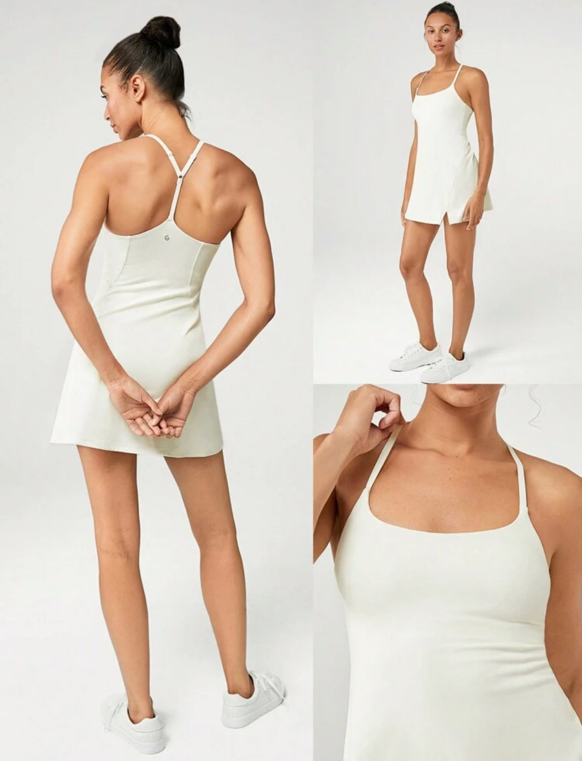 Vestido Blanco Abertura y Bolsillos