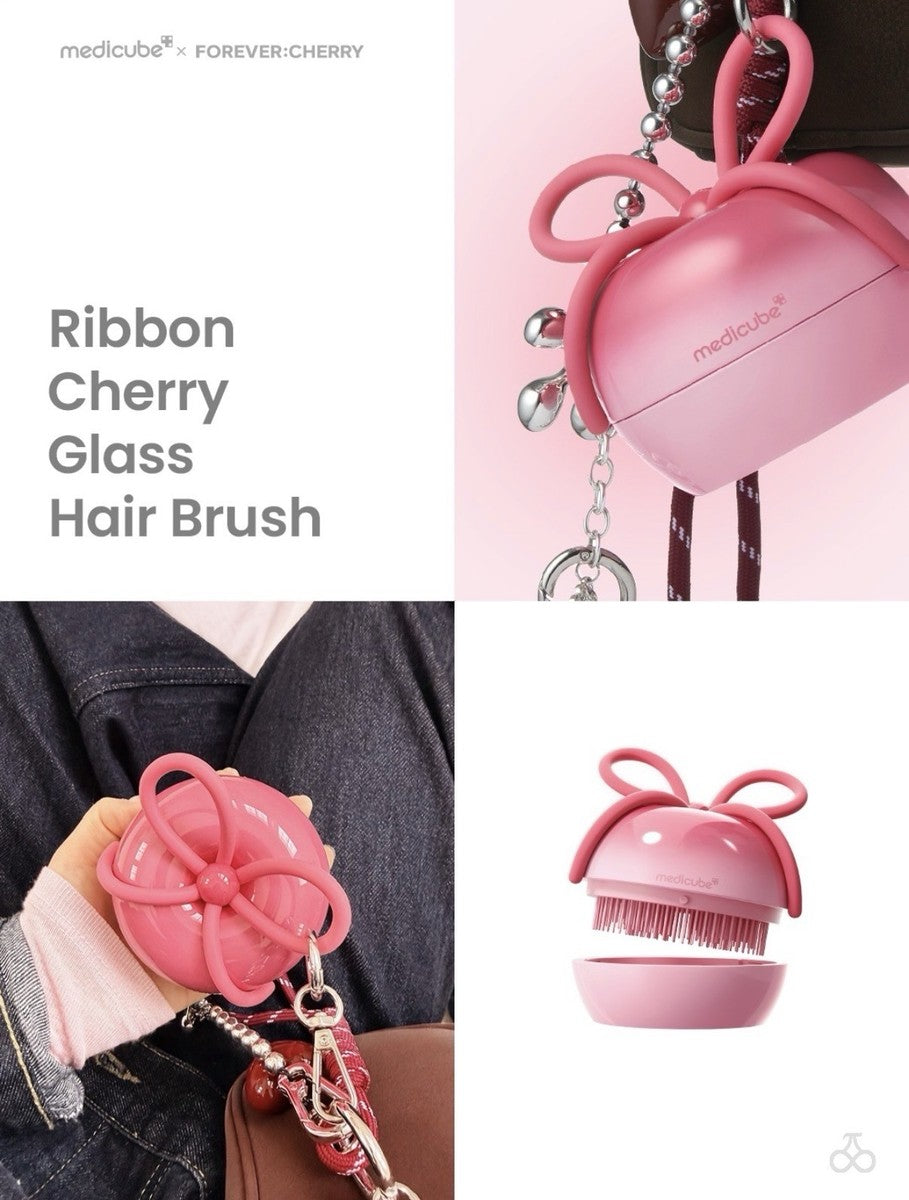 [medicube x FOREVER] CHERRY Hair Brush Ribbon Cherry Pink Detangling NEW