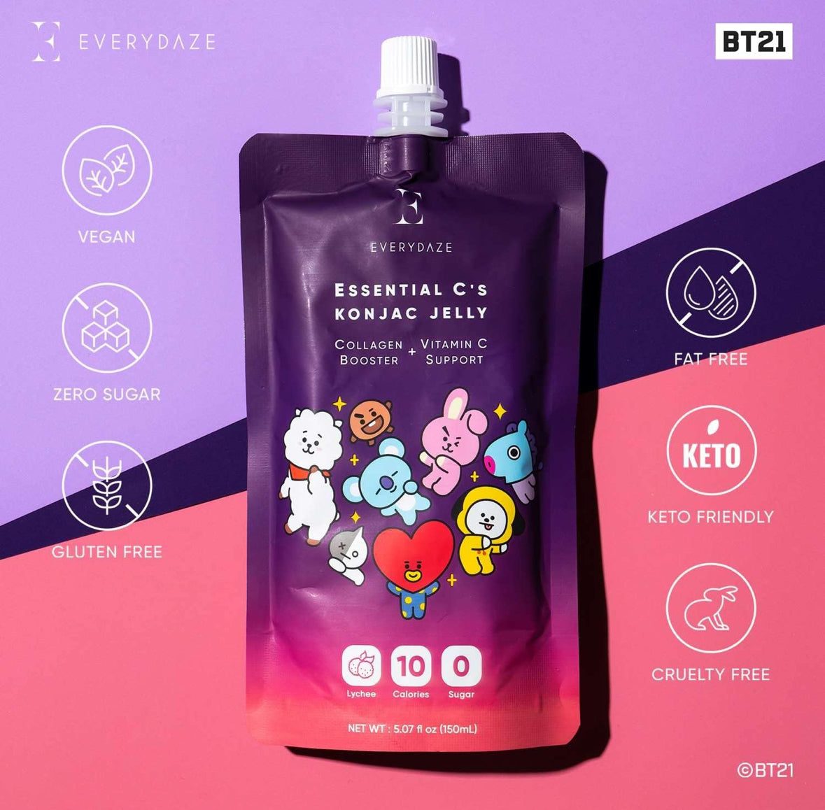 EVERYDAZE Con BT21: Essential C's Konjac Jelly Sabor Lichi
