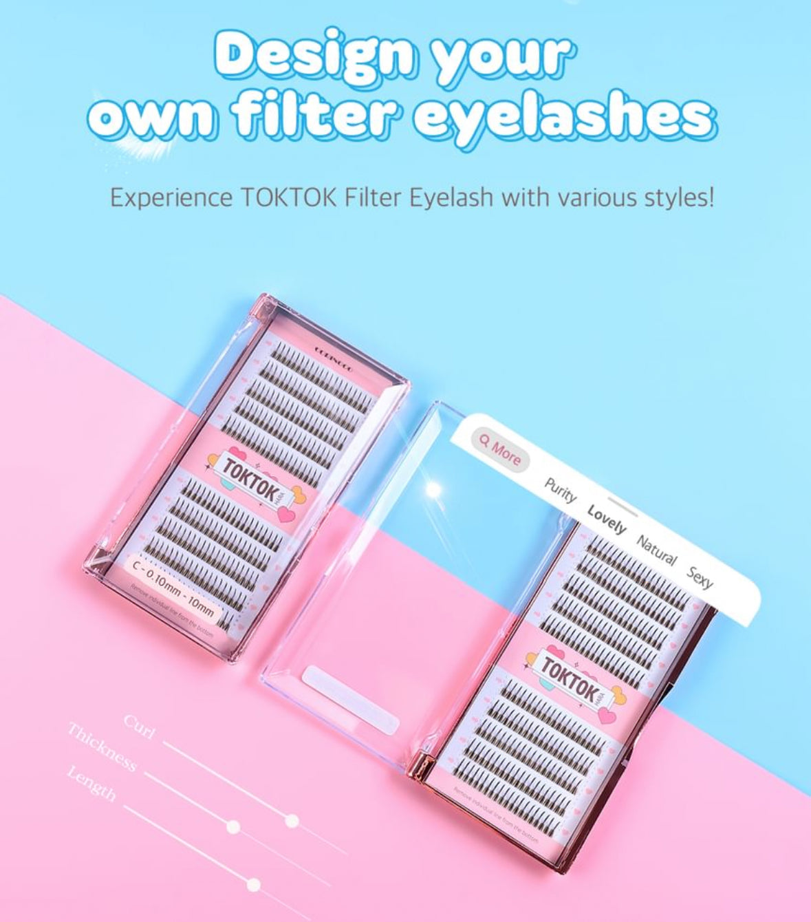 CORINGCO Toktokhara Eyelashes Con pegamento
