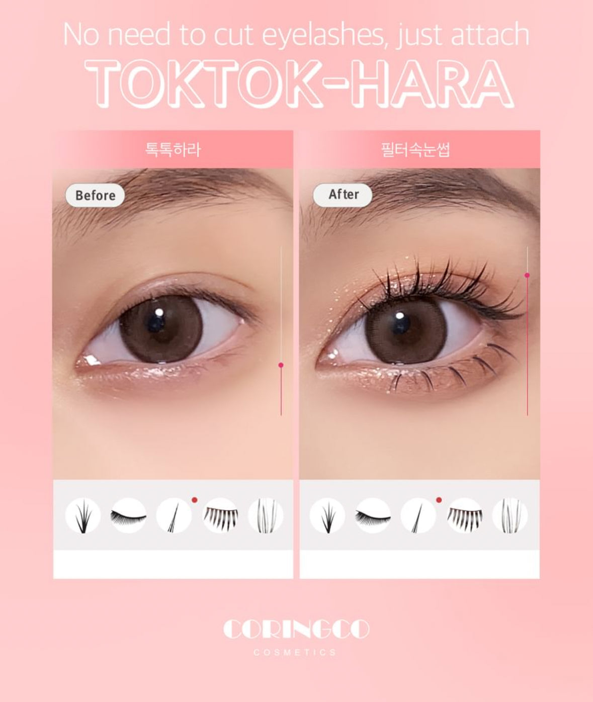 CORINGCO Toktokhara Eyelashes Con pegamento