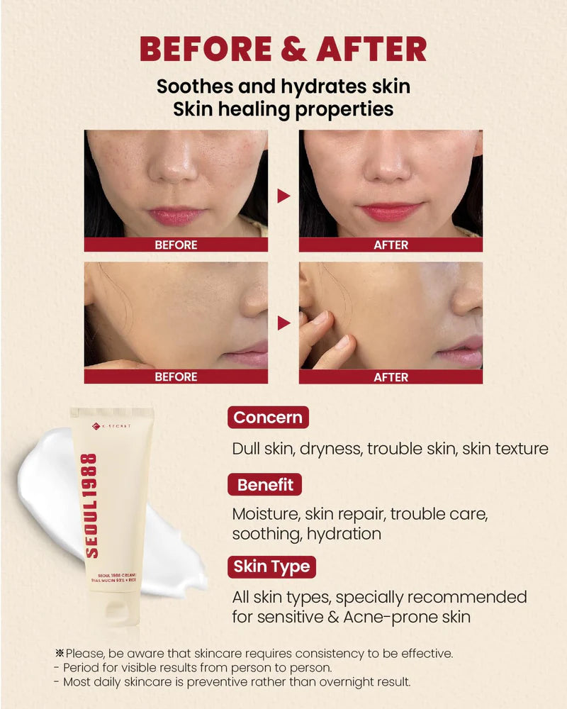 [KSECRET] SEOUL 1988 Cream : Snail Mucin 93% + Rice