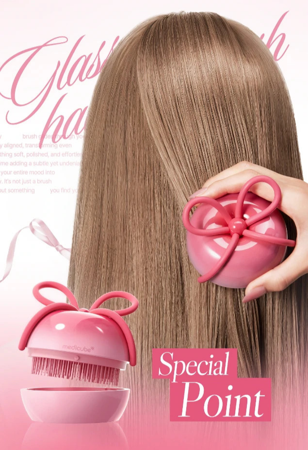 [medicube x FOREVER] CHERRY Hair Brush Ribbon Cherry Pink Detangling NEW