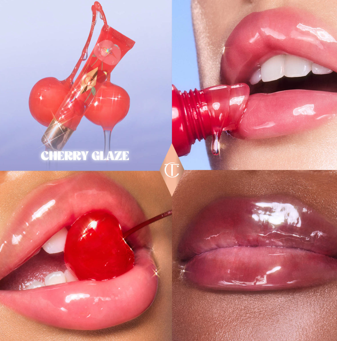 [Charlotte Tilbury]Unreal Lips Healthy Glow Nectar Lip Oil with Hyaluronic Acid and Vitamin E- Juicylicious Cherry Glaze