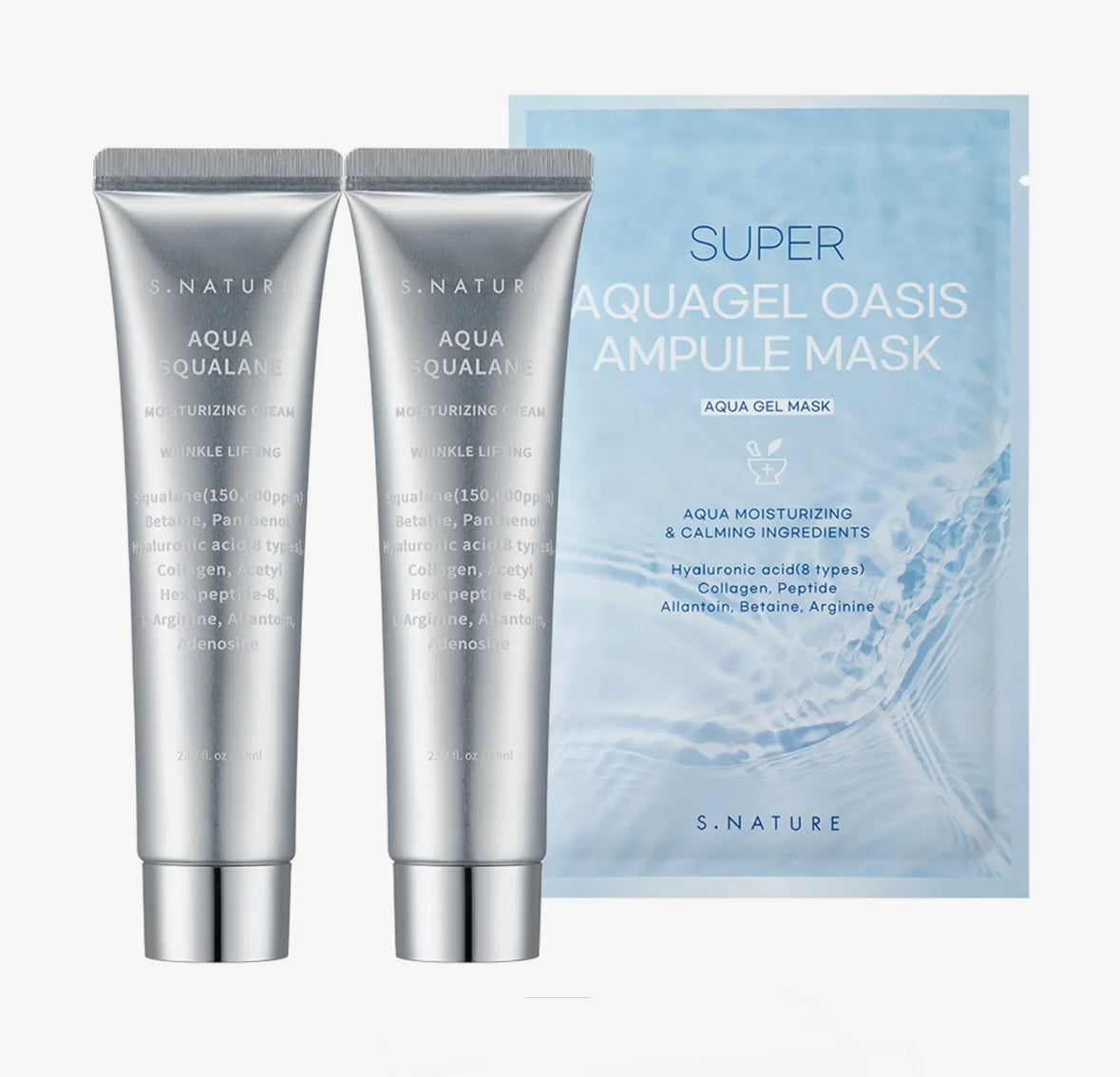 S.NATURE Aqua Squalane Moisturizing Cream 60ml Double Pack (+Aqua Gel Mask Sheet 1ea) *BAJO PEDIDO*