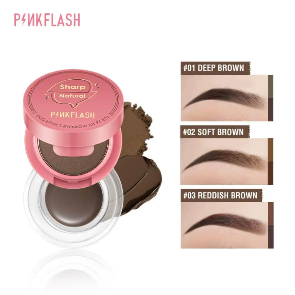 PINKFLASH 2 in 1 Duo Effect Eyebrow Kit #01 Deep Brown